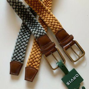 (Set of 2) Orvis Men's Distressed Woven Belt - Made In USA